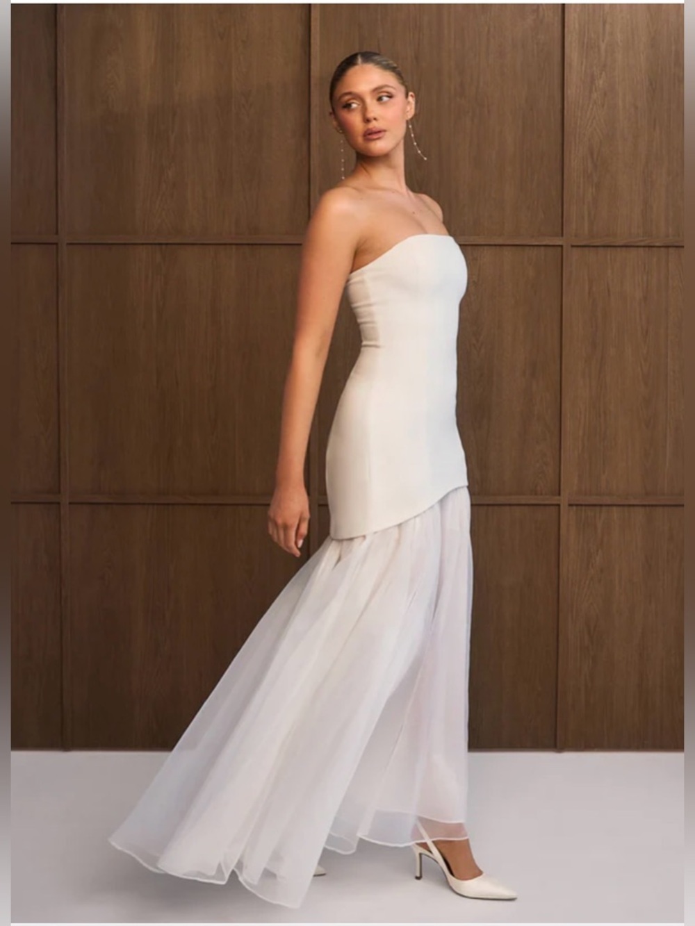 Six Stories EMILIA Bandeau Drop Waist Maxi Dress – White size 4 - Picture 6 of 11
